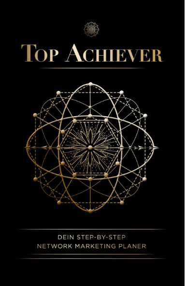 Schwarzes Buchcover Top Achiever – Dein Step-by-Step Network Marketing Planer